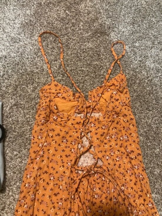 Aeropostale Rust Floral Spaghetti Strap Dress - Picture 4 of 4